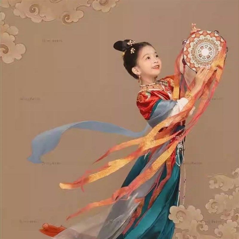 上铃鼓敦煌飞天手鼓新疆维吾尔族铃鼓异域飘带鼓道具唐鼓舞蹈乐器