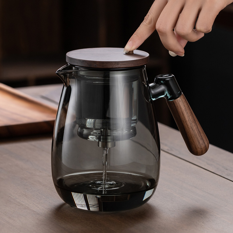 加厚防爆飘逸杯泡茶壶玻璃内胆过滤网侧把带盖泡茶杯家用商用茶具