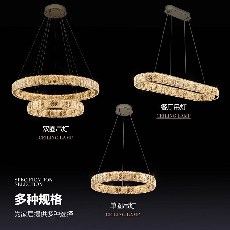 水晶客厅吊灯新款意式轻奢设计师复式楼挑空现代简约餐厅卧室主灯