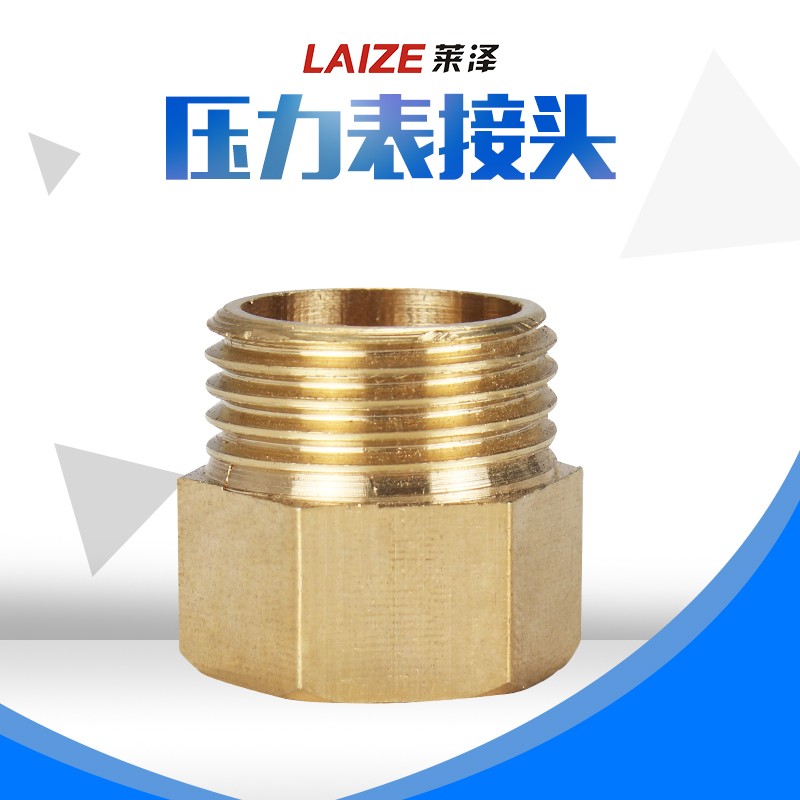莱泽压力表转换铜接头补芯接头变径内外丝 M20*1.5转4分 M14转2分