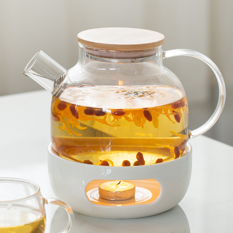 玻璃茶壶套装蜡烛座花茶水果茶泡茶壶凉水壶耐热高温日式家用水壶