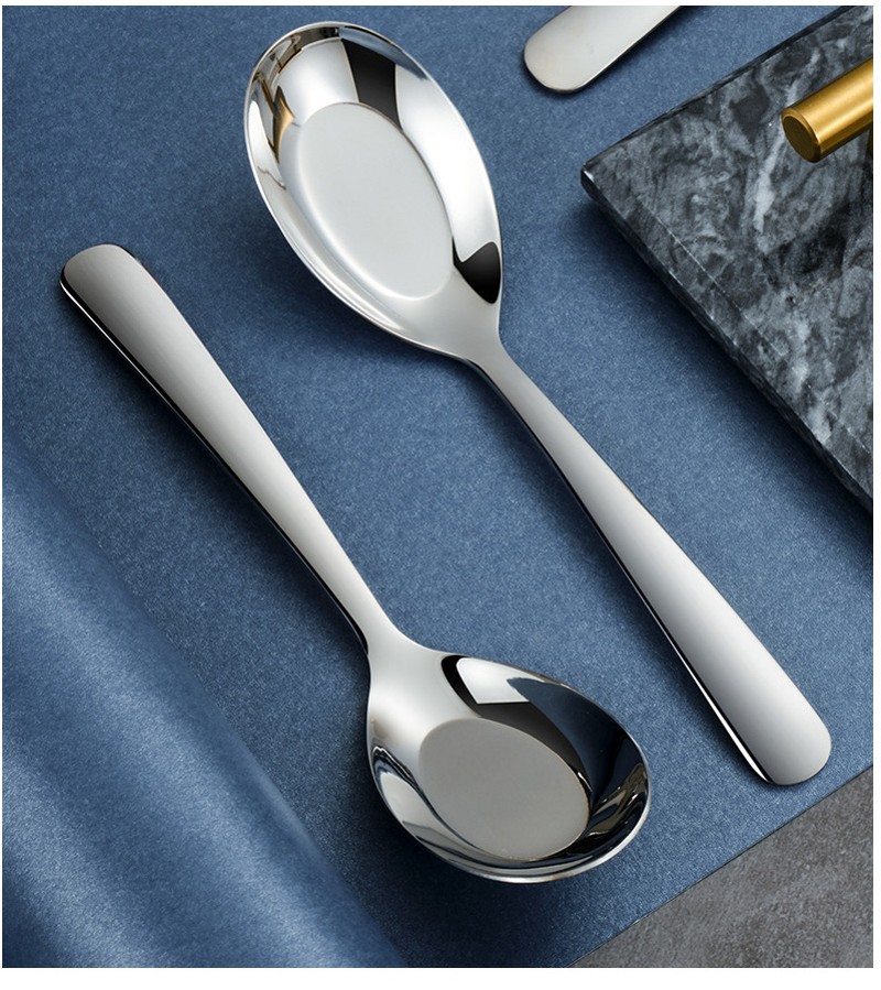 304不锈钢汤勺中式锈钢勺子成人儿童饭勺平底勺食堂沙县喝汤勺