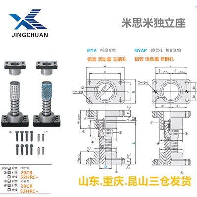 MYA独立导柱无销孔铝套活动盖 高刚球型标准精密模具配件厂家直销