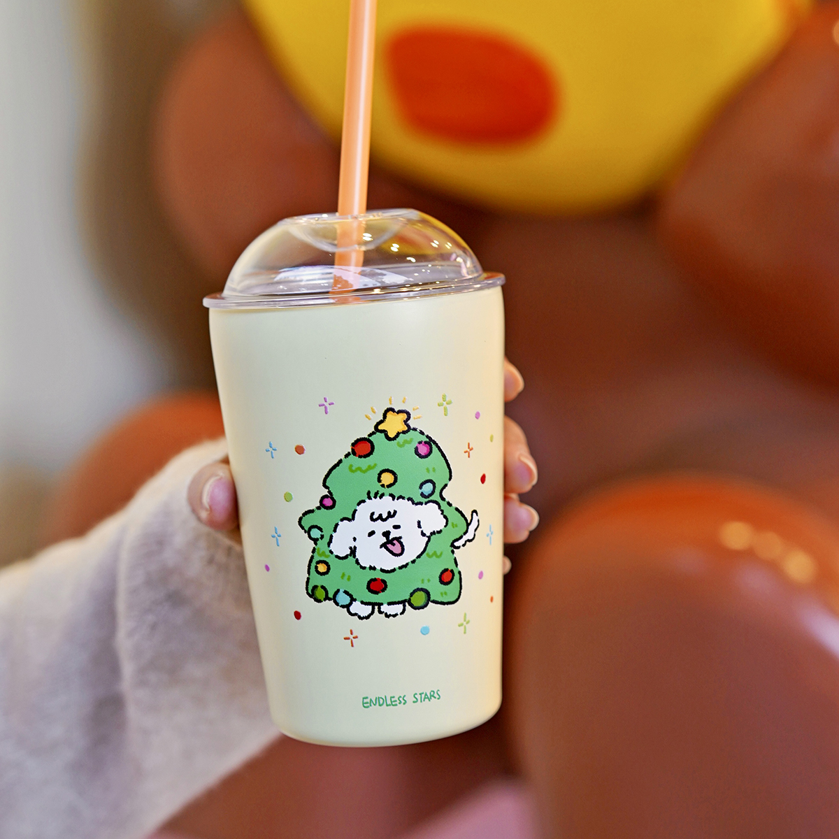 Endlessstars圣诞树小狗304不锈钢保温杯咖啡杯随手杯吸管杯女生