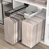 DESI衣柜内置可伸缩裤 子收纳抽拉式 架滑轨道顶装 家用多功能挂西裤