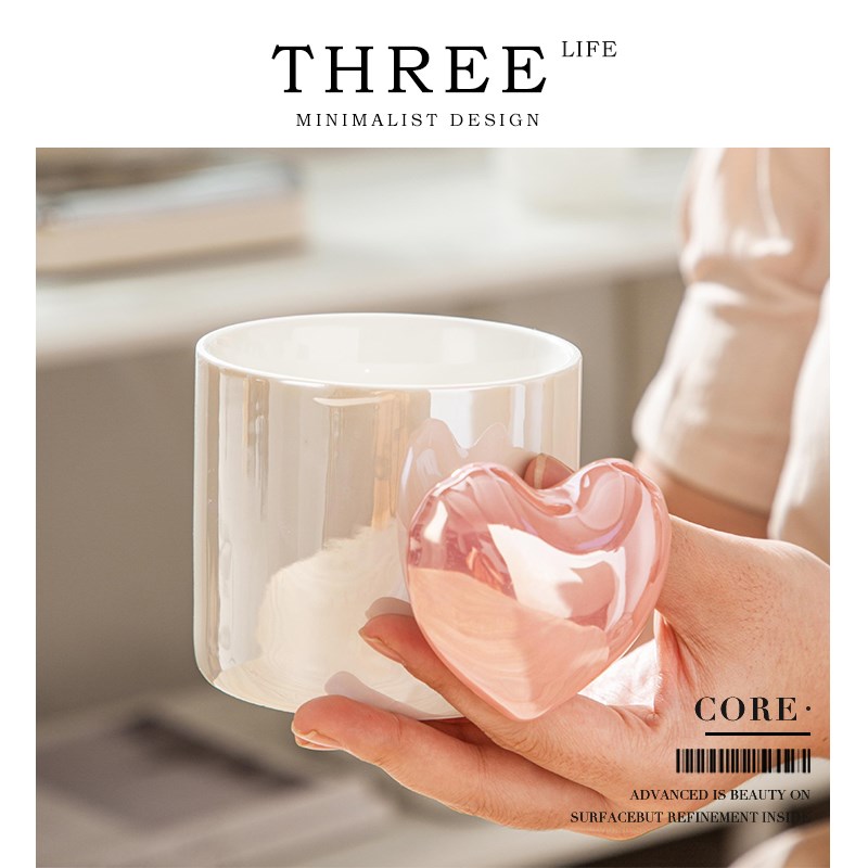 TlifeCore杯具立体爱心陶瓷杯高颜值情侣杯咖啡马克杯  心型
