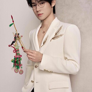 张真源明星同款白色简约高定西服男女高级感痞帅高端西服外套装潮