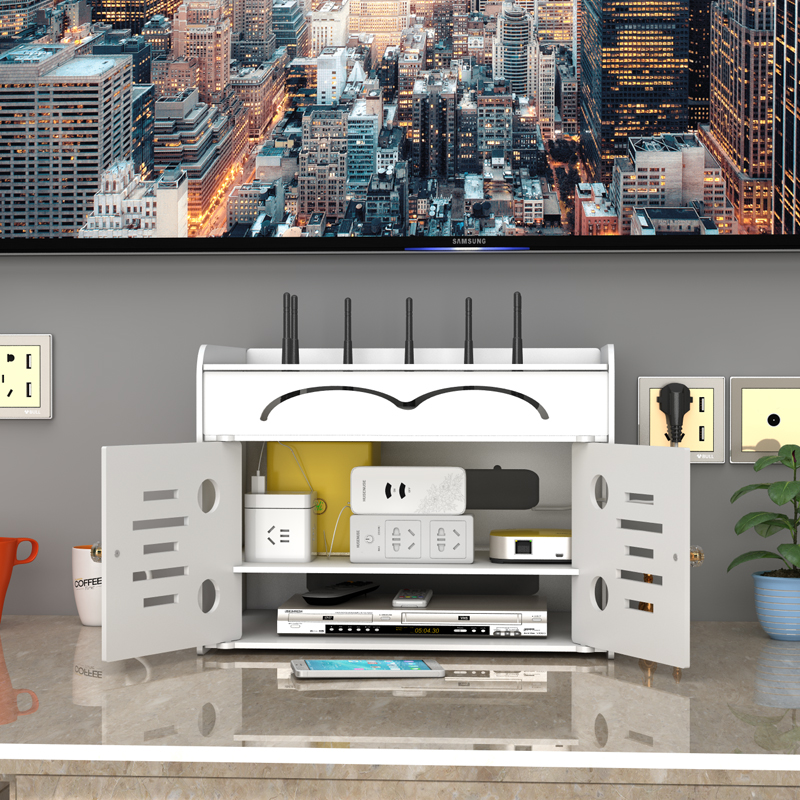 电视盒子网络机顶盒置物架光猫客厅墙上壁挂插线板路由器收纳架