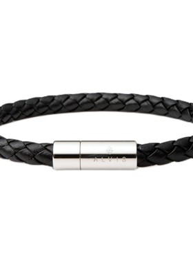 ALVIS真皮绳手链男士潮轻奢复古手工编织绳手环黑色简约欧美