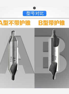 上沪带护锥中心钻B型中心钻高速钢定点钻B1B1.5B2B3B4B5B6B8B10钻