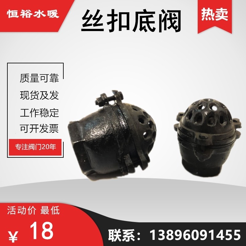 铸铁丝扣底阀H12X-2.5内螺纹止回单向阀水泵吸水底阀莲蓬头2寸50