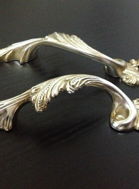 仿古古银色把手 复古欧式家具柜门茶几抽屉把手64mm凤尾把手