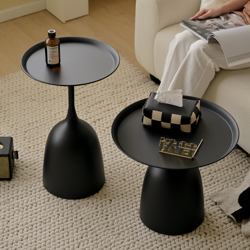 铁梵简约小户型客厅迷你茶几组合网红阳台圆形桌子现代极简咖啡桌