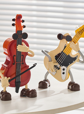 创意小提琴装饰摆饰玄关书柜桌面音乐盒家居饰品男孩儿童生日礼物