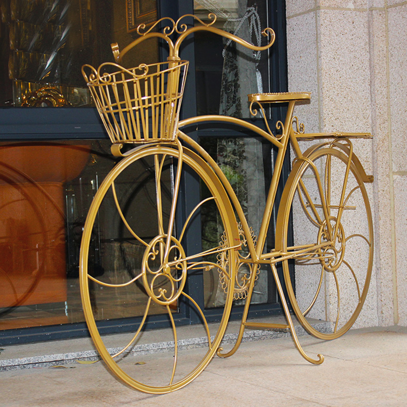 户外铁艺a落地大自行车花架橱窗道具庭院阳台装饰品复古花车架摆