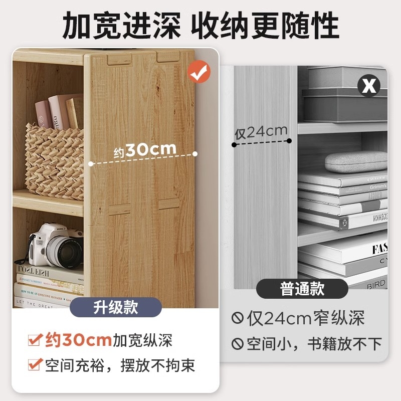 全实木书架组合柜k落地靠墙置物架家用客厅松木儿童储物矮书柜