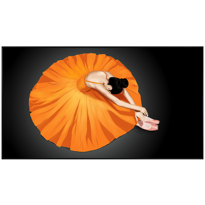 原创人物美女客厅装饰画横幅简约大尺寸橙L色壁画沙发背景艺术挂