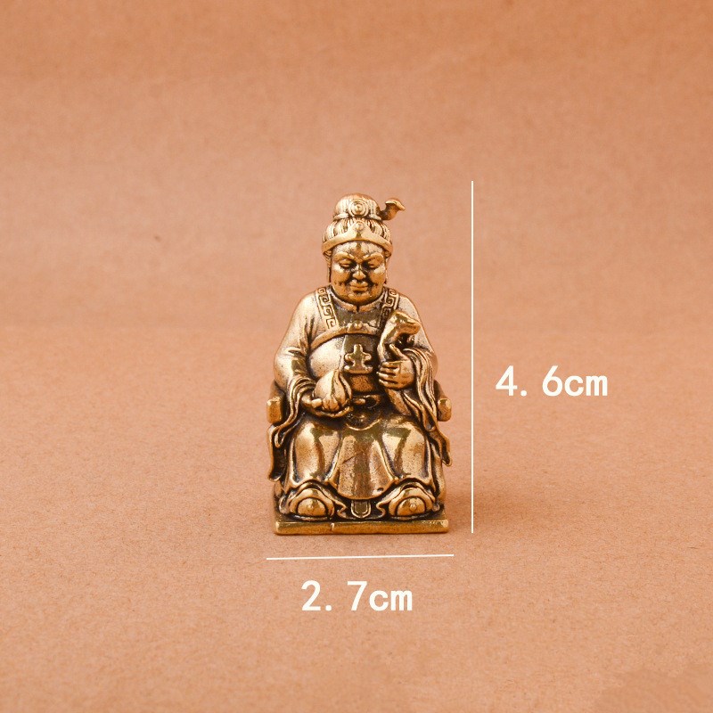 纯黄铜土地公土地婆家居办公室创意收藏品工P艺品摆件小铜器装饰