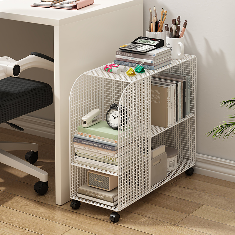 书架桌下置物架可移动o书本收纳层架落地推车学生书桌旁带轮儿童