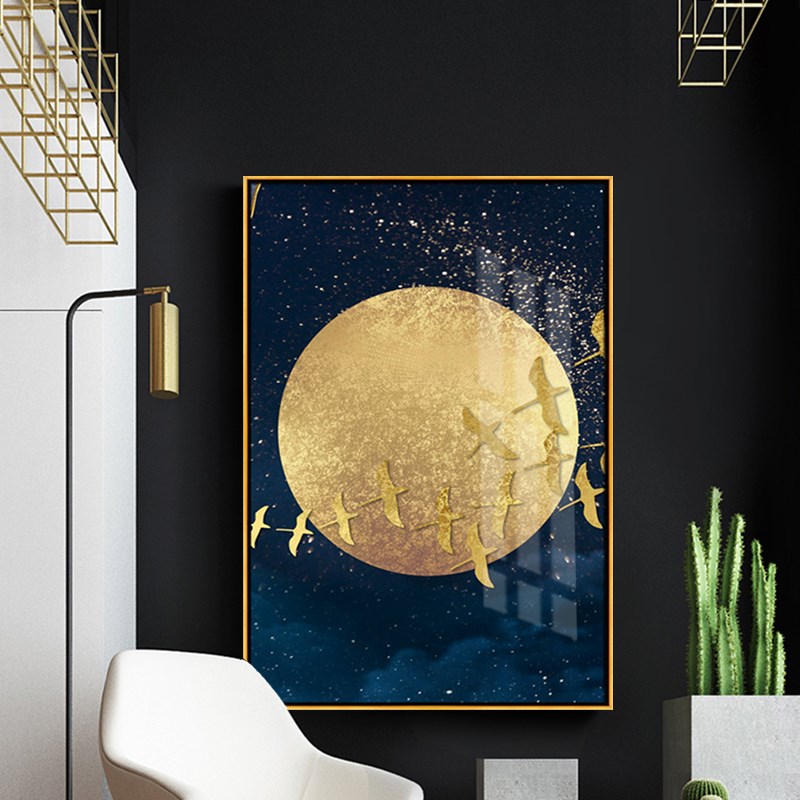 梵墅可装饰画客厅三联画简约大气新中式沙发后面的挂画轻奢晶瓷画