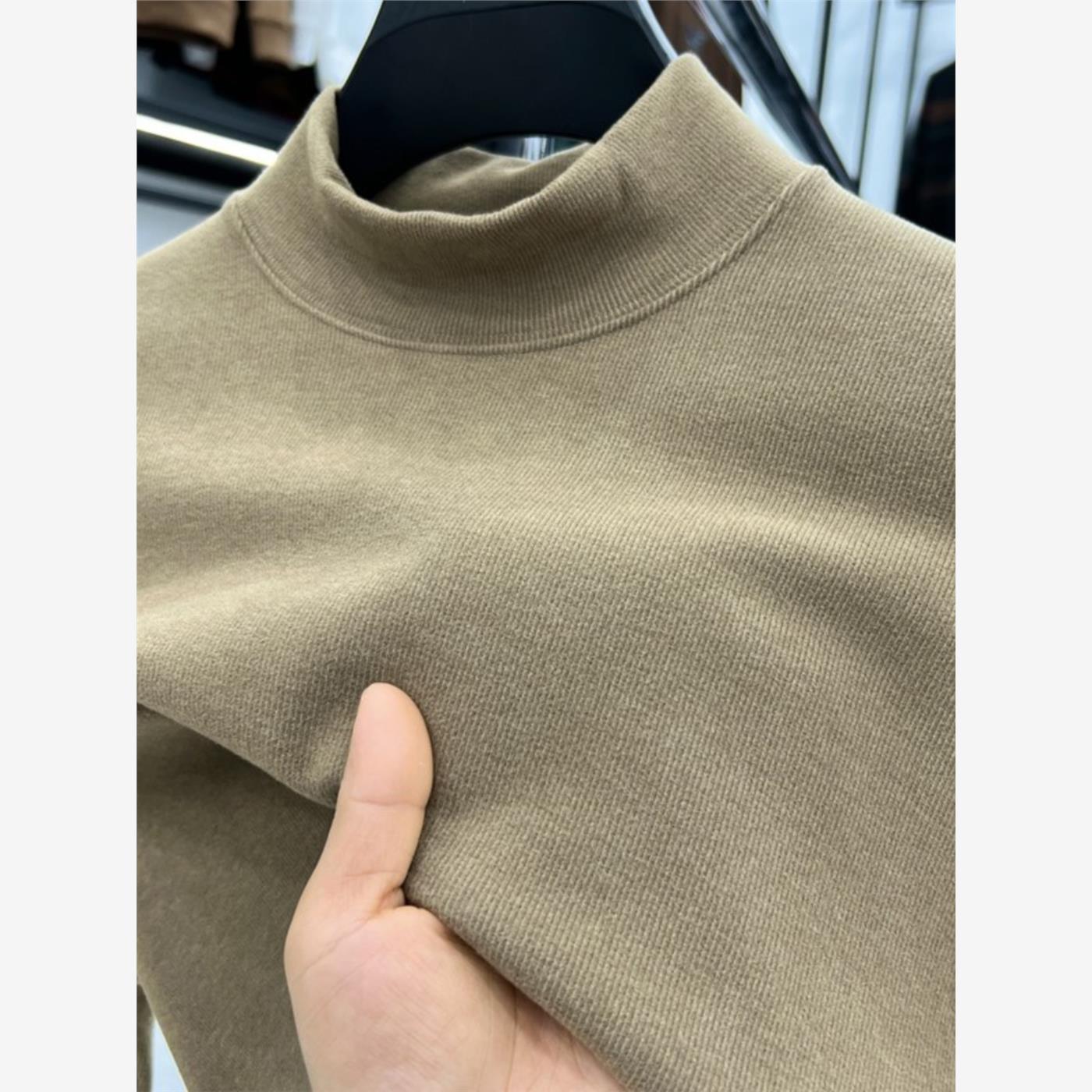 德绒打底衫男秋冬半高领