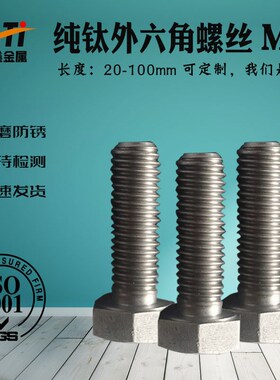 国标纯钛外六角螺丝M10*23耐酸碱耐腐蚀TA1钛螺栓TC4弹垫支持定做