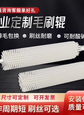 工业毛刷辊尼龙滚筒刷定制清洗毛刷轮缠绕除尘筛沙机毛刷子防尘用
