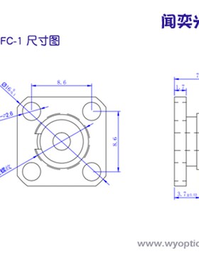FC座子 FC/PC母头 接口 仪器插座 仪器接口 FC光纤安装座 JS-FC-1