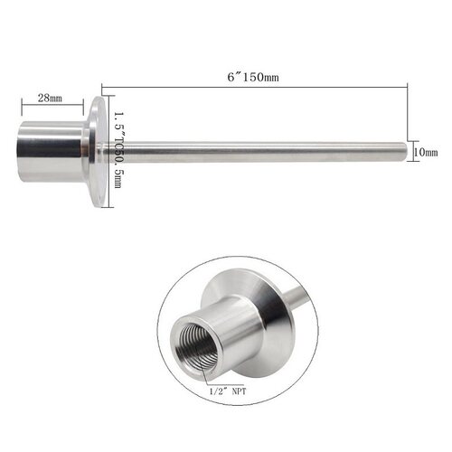 304不锈钢1.5TC卫生食品级卡箍电热套管温度感测器NPT1/2螺纹