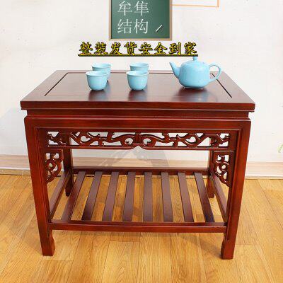 现代简约中式仿古实木茶几客厅长方形地台桌石头盆景桌榆木小茶桌