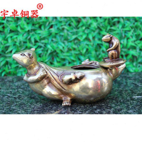 宇卓铜器铜酒壶铜茶壶老鼠壶 纯铜壶黄铜壶工艺品摆件