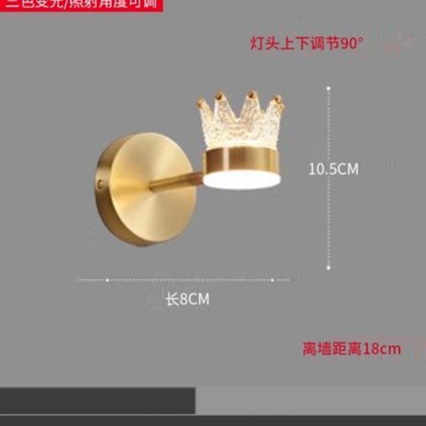 2022年新款卫生间浴室厕所WC洗手间防水雾女王皇冠全铜LED镜前灯