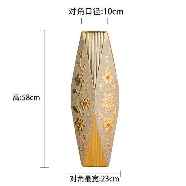 58cm金色陶瓷花瓶 落地大花瓶 客厅电视柜摆件装饰 家居玄关花瓶