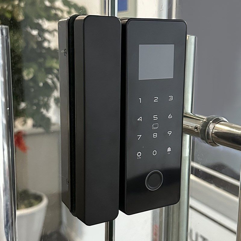 公司玻璃门密码锁办公室指纹锁免打孔单双门双开智能电子门禁门锁