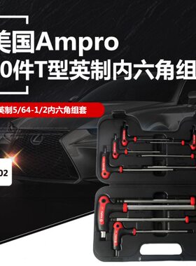美国AmPro  10件 T型球头内六角扳手组套(公制)T22902