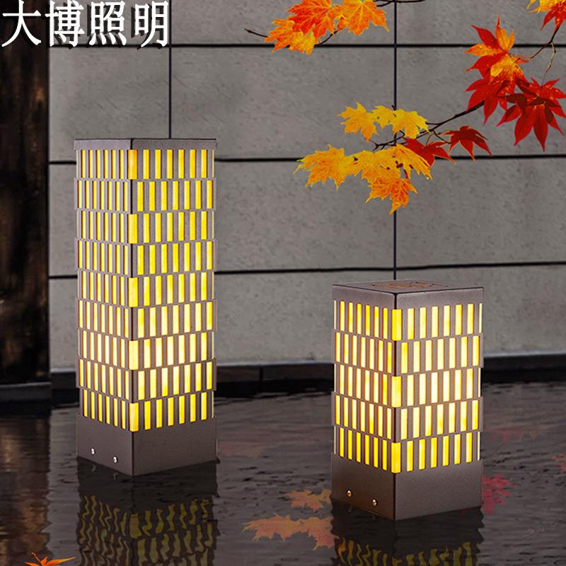 LED柱头灯落地式新中式方形草坪灯小区工程特色灯厂家