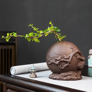 喜鹊报春紫砂创意盆景花盆山水家用六月雪文竹老桩客厅办公室特价