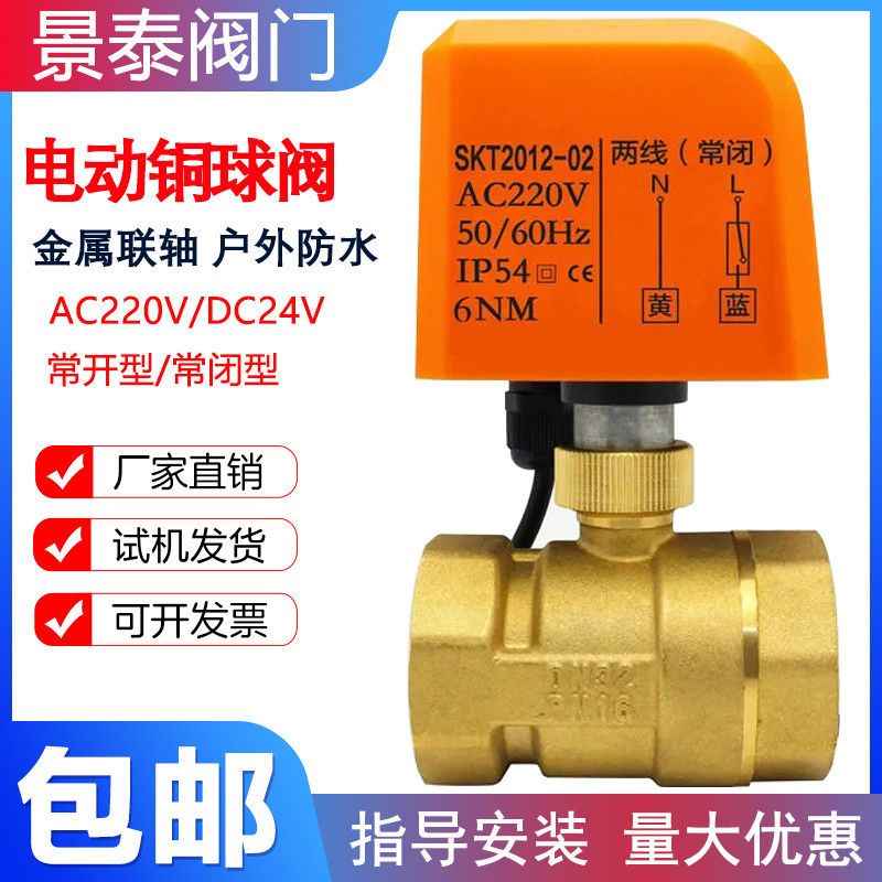 电动黄铜球阀二通阀门中央空调家用220V/24V自来水管道自动开关