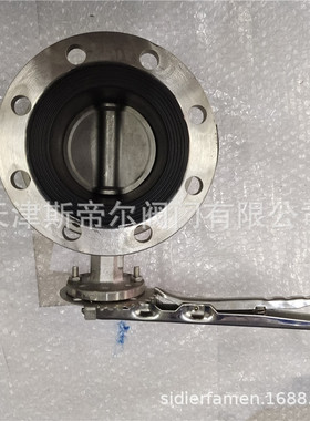 全不锈钢法兰蝶阀 双法兰无销手柄传动软密封蝶阀 天津WD41X-10P