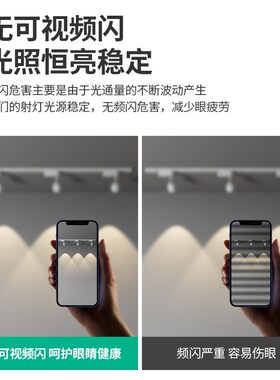 明装轨道灯led射灯客厅背景墙无主灯4000K家用导轨式白色滑轨射灯