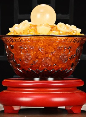 琉璃聚宝盆摆件招财聚财家居商务开业礼品办公室老板桌摆设工艺品