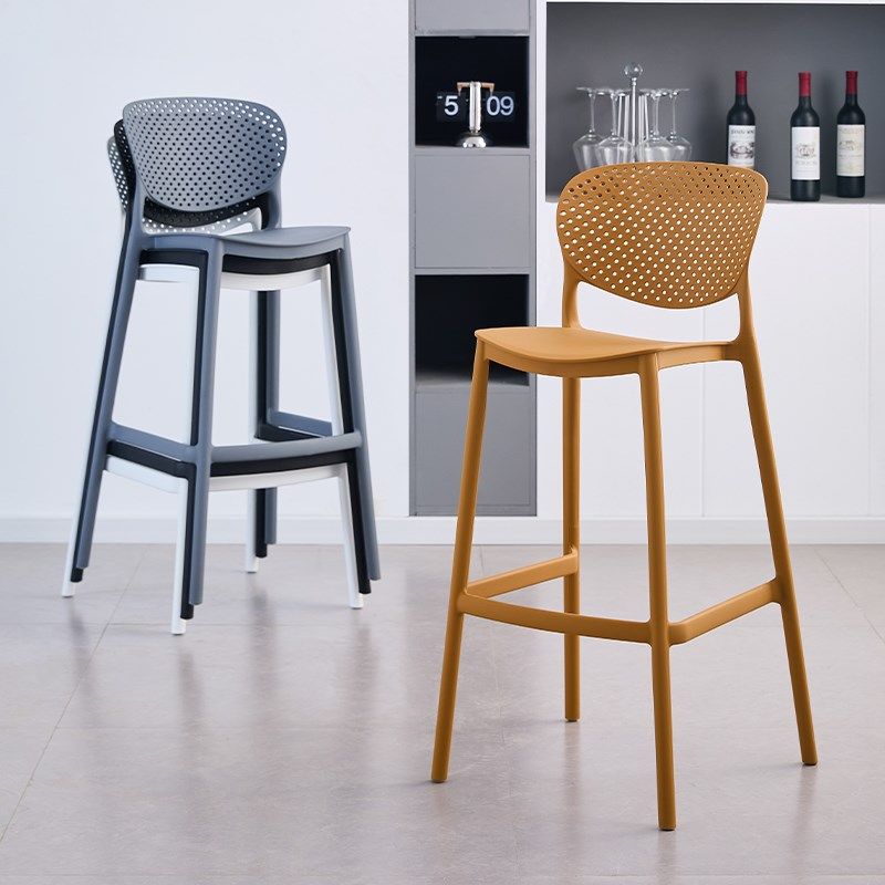 北欧塑料吧台椅简约高脚凳家用靠背酒吧椅子创意奶茶店高椅子