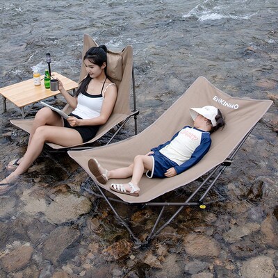 户外特斯林躺椅便携式折叠椅月亮椅沙滩钓鱼露营椅子可躺可睡