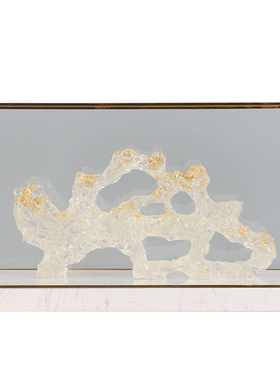 新中式金属玻璃罩太湖石软装摆件书房样板间客厅玄关创意摆设