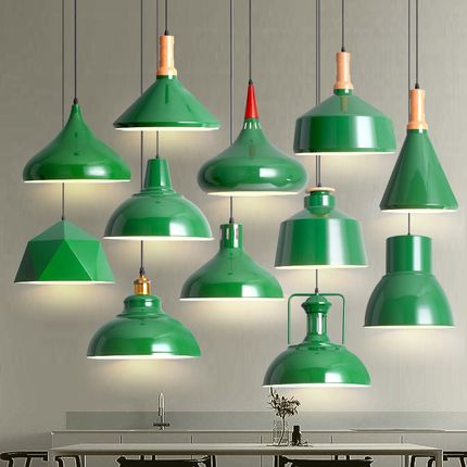 吊灯创意个性艺术绿色复古怀旧工业风铁艺火锅店仿古餐厅吧台灯罩