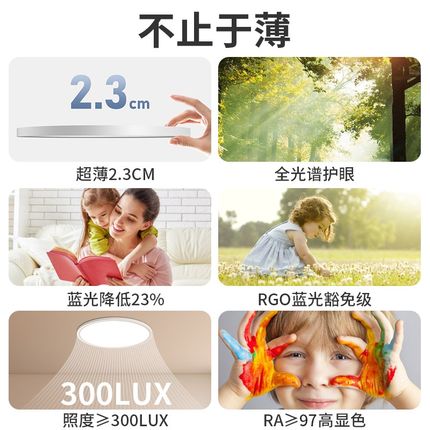 全光谱吸顶灯led超薄护眼简约厨房阳台卧室玄关走廊过道灯具