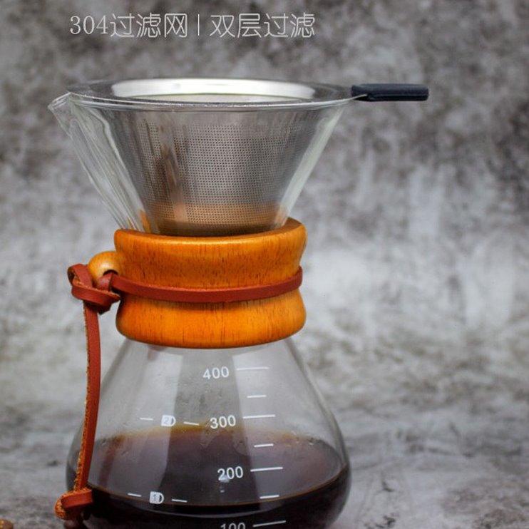 手冲一体咖啡壶家用滴漏滤杯分享壶不锈钢双层滤网滴滤咖啡手冲壶