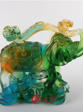 琉璃摆件向上如意大象创意时尚家居饰品商务礼品开业乔迁生日礼物