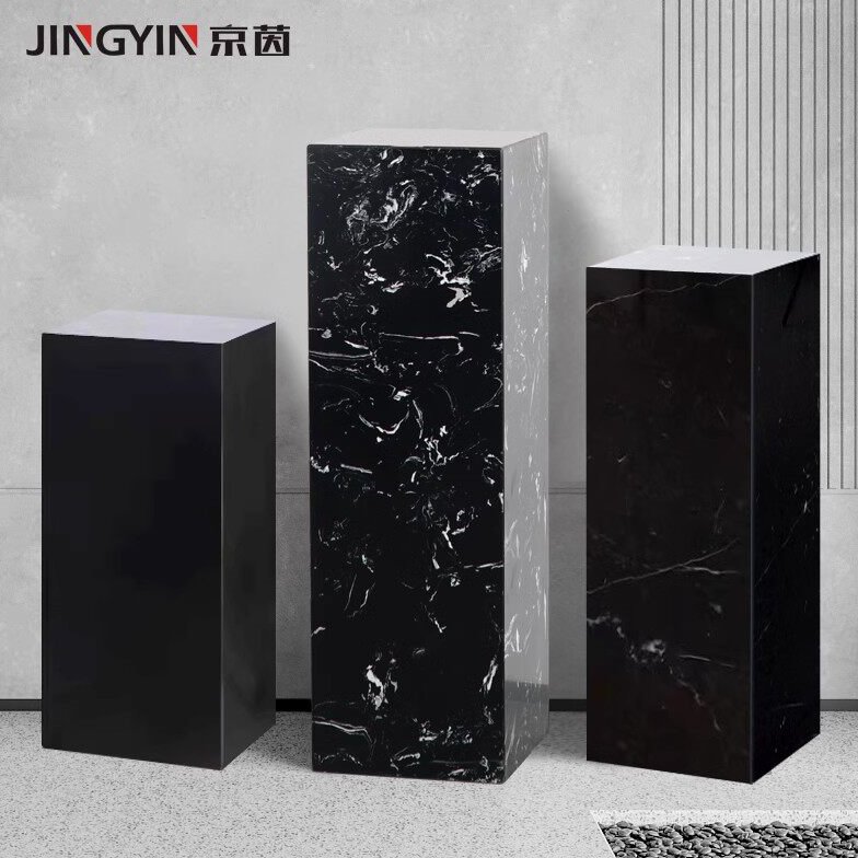 意式极简大理石底座方形石墩玄关雕塑展台客厅装饰花架沙发边几