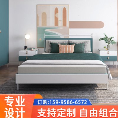 摩登蓝系列民宿家具标间全套宾馆床家具标间全套酒店式公寓家具